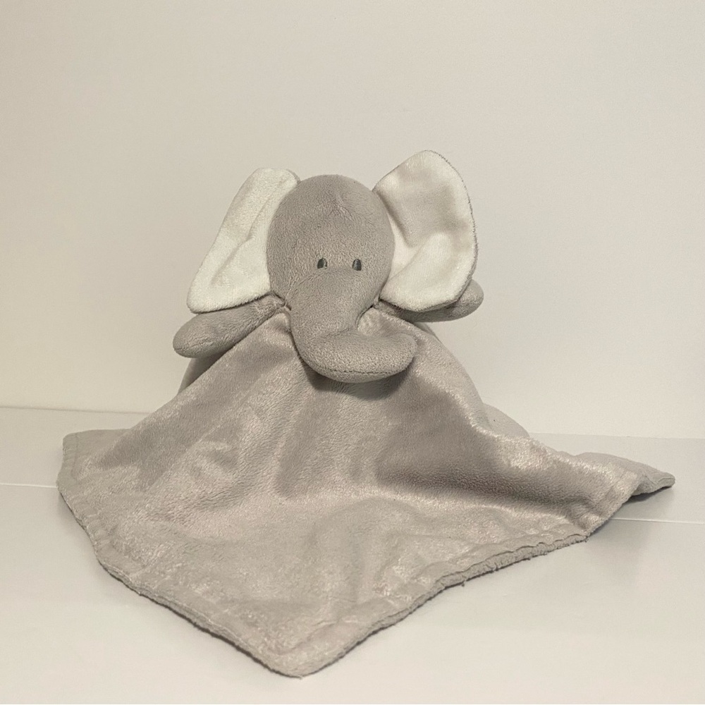 Nuby Plush Lovey Elephant Gray Baby Security Blanket Soft White Ears